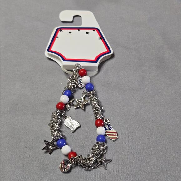 Unbranded Jewelry - Patriotic USA Red White & Blue Multi-Charm Stretch Bracelet
